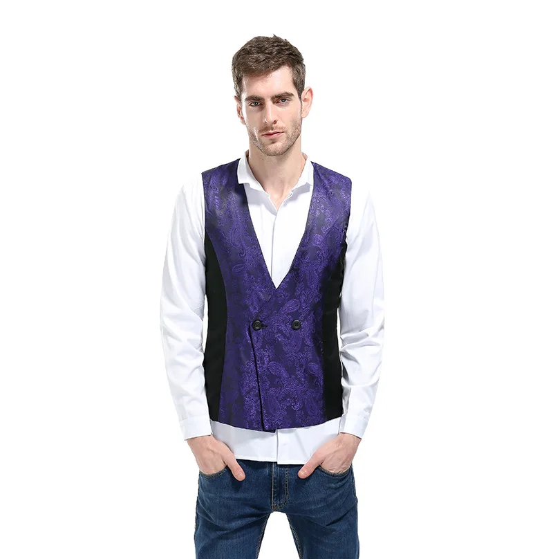 Мужской жилет большого тела Англия дворец темные полосы Дизайн Передняя и спина, сустав сплошной цвет мужской жилет