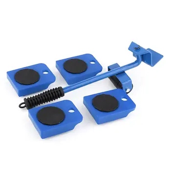 

5Pcs / Set Furniture Moving Transport Set 4 Mover Roller + 1 Wheel Bar Furniture Transport Lifter Household Hand Tool Set