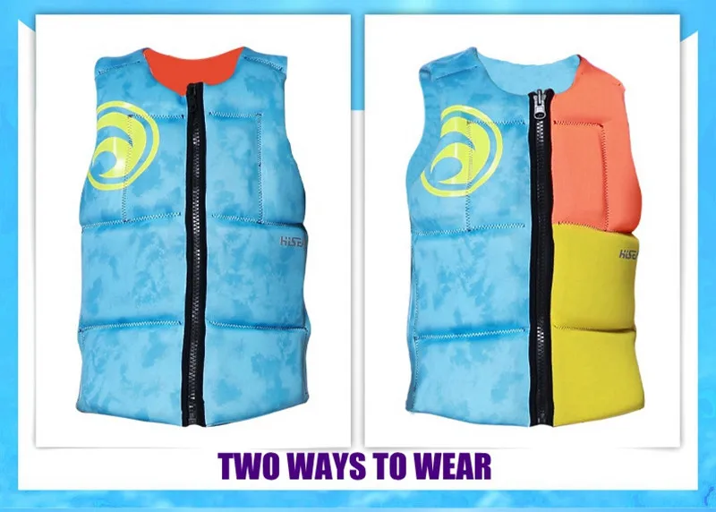 Hisea Женская Спасательная куртка, стиль, складной спасательный жилет, высокое плавучие купальные костюмы, двухсторонняя одежда для дайвинга, Дрифтинг, водные виды спорта, h2