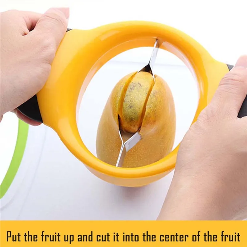 1pcs Mango Slicer Stainless Steel Mango Cutters Rubber Non Slip Handles Corer Peeler Peel Knife Kitchen Accessories