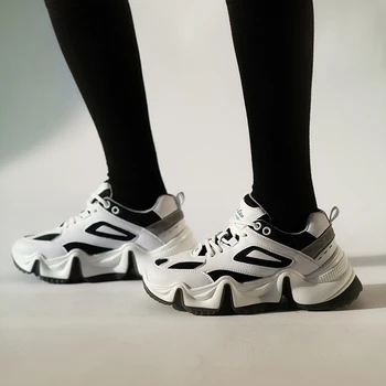 

Dilalula Brand New Luxury Sneakers For Ladies Flat Platform Mixed Color Real Cow Leather Women Casual Sneakers Female 35 40