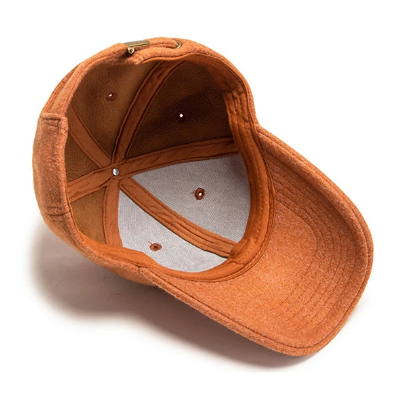 Fashion Adjustable Wool Blend Hat For Winter Outdoor Sports Warm Baseball Cap Adult Peaked Cap Hip Hop Hat