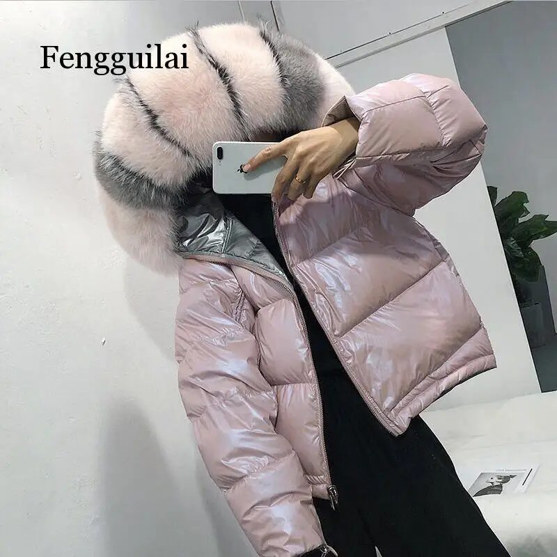 low cost  Fake Fox Fur Winter Jacket Women Gold Warm Parka Fur Down Coat Female White Duck Down Jacket Winter