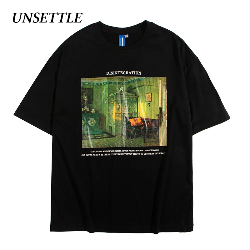 UNSETTLE Harajuku футболка летняя оверсайз смешная для мужчин/женщин хип-хоп модный