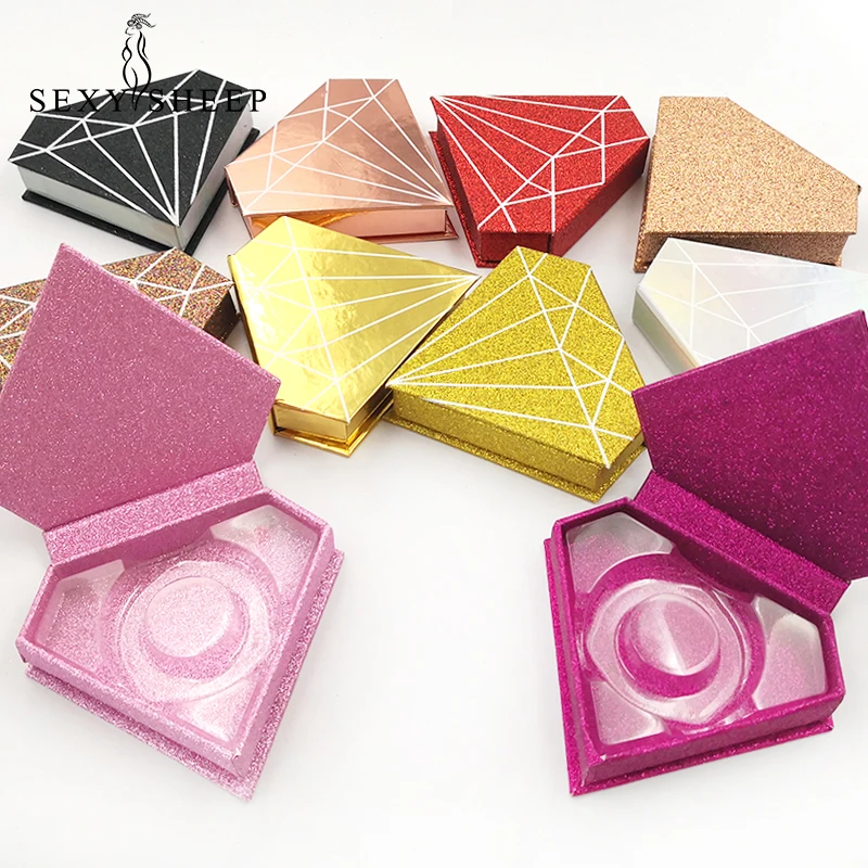 

1 Pair Eyelashes Packaging Box Fake 3d Mink Lashes Boxes Faux Cils Strip Diamond Magnetic Case Eyelash Care Box Without Eyelash