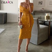 Модное женское платье с открытыми плечами, сексуальное элегантное платье миди, Бандажное платье с открытой спиной, офисные вечерние платья, облегающее женское платье