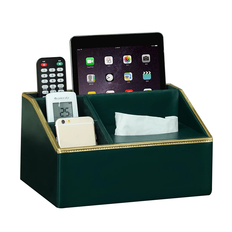 

Multi-function Leather Paper Box Desktop Remote Control Organizer Storage Box Household Organizer KQS8