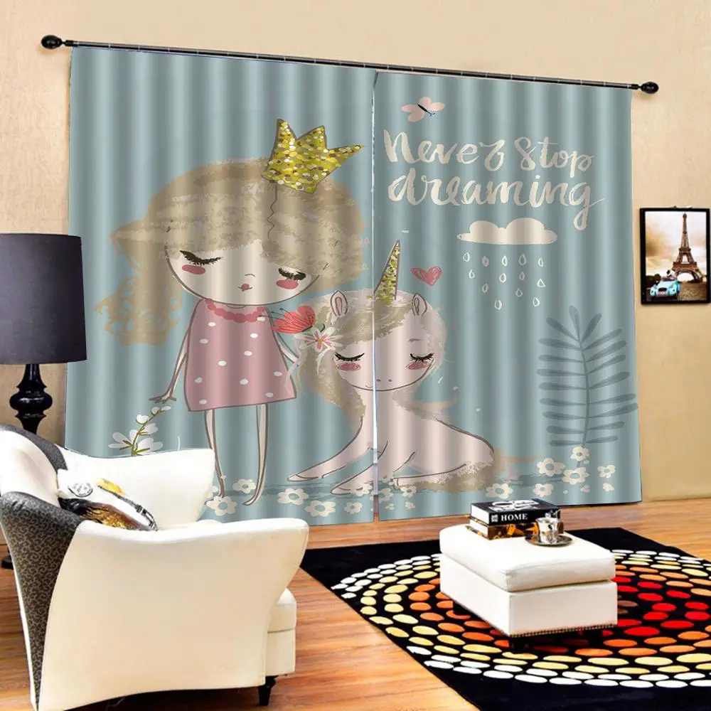 Decoration curtains Photo 3D Curtains for Living Room Window blue girls | Дом и сад