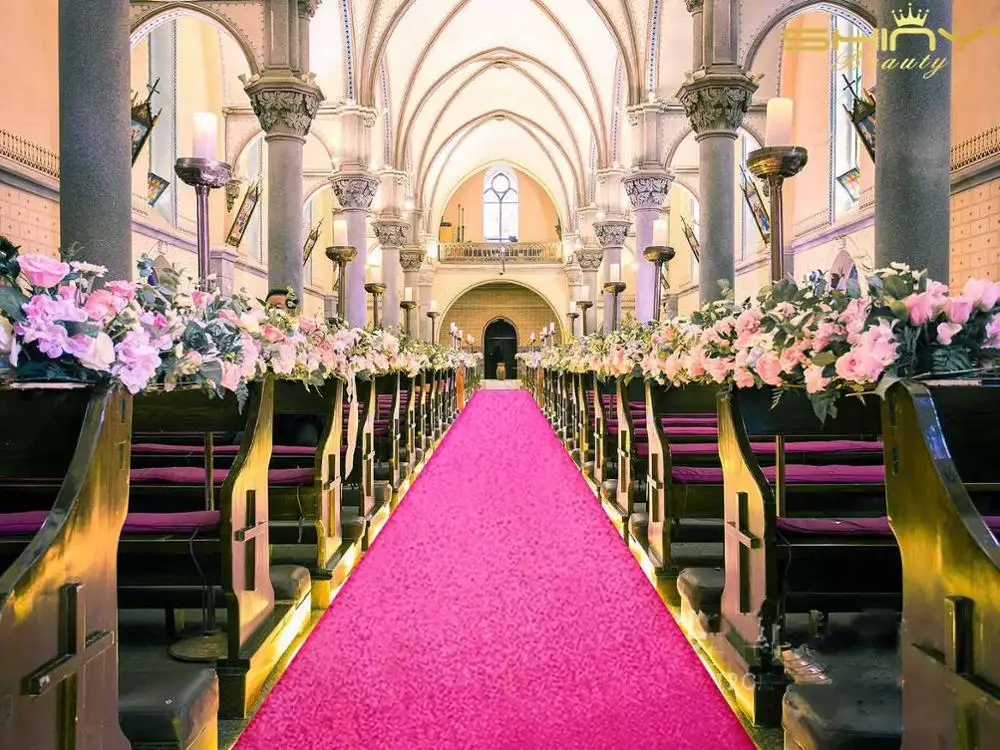 Fuchsia Проходные дорожки 2FTx10FT блестящие золотые вечерние ковровые дорожки блестящие проходные ковры для Wedding-M1024 - Цвет: Fuchsia
