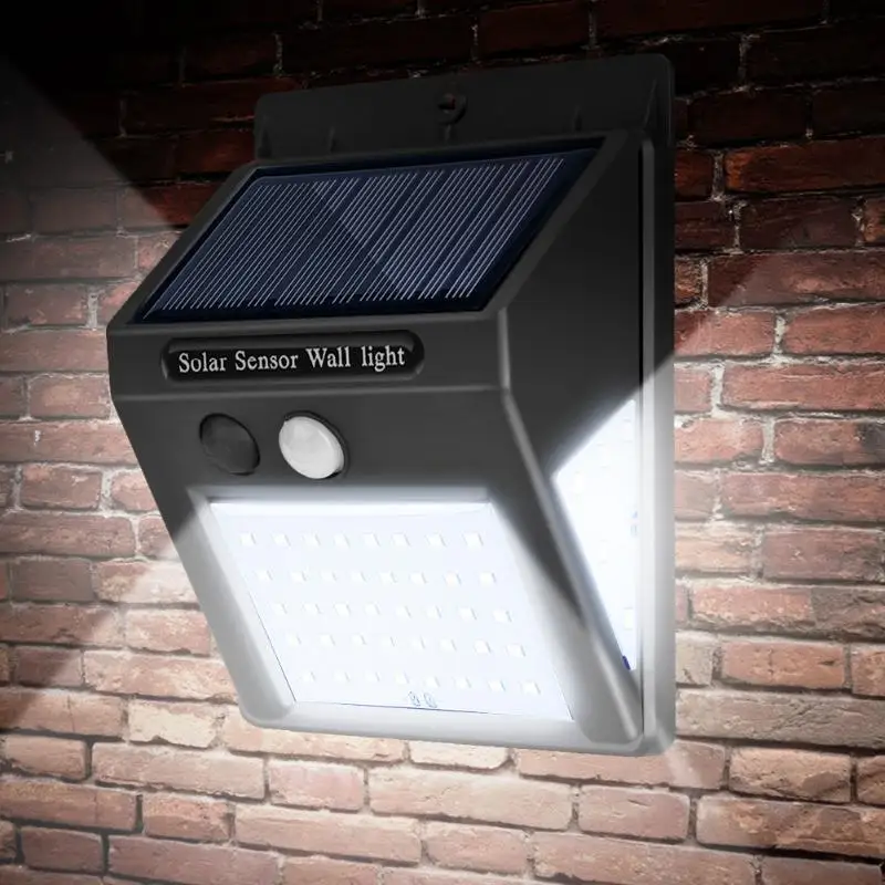 50LED Солнечный трёхсторонний настенный светильник с датчиком движения IP65 водонепроницаемый светильник для двора