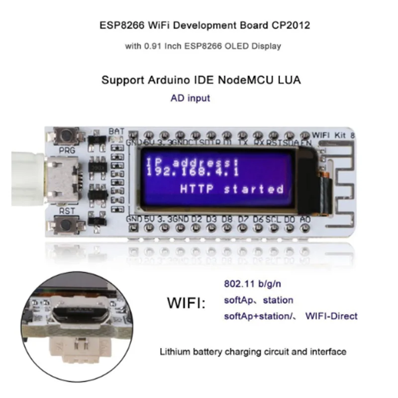 ESP8266 WIFI чип 0 91 дюймов OLED CP2014 32Mb Flash Модуль платы PCB для NodeMcu|Демонстрационные