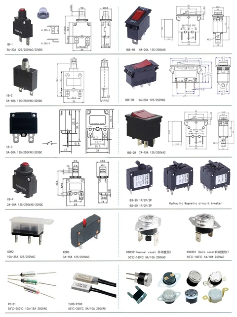 Interruttore Termico Namvo 5A - 125-250V AC, Reset Manuale, Protezione Sovraccarico - Foto 2