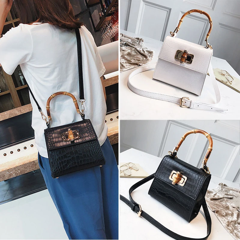 2019 Fashion Women Flap Tote Bag Handbag Shoulder Crossbody Pouch Bamboo Handle Stone Pattern Messenger Womens' | Багаж и сумки