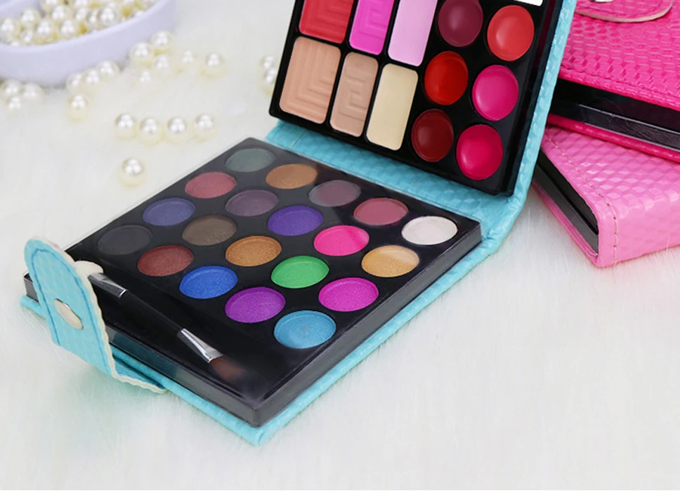 32 Colours Makeup Palette Glitter Eyeshadow Palette Lipstick Pressed Powder Blush Brush Mirror Set Cosmetics Lasting-Effect Eye