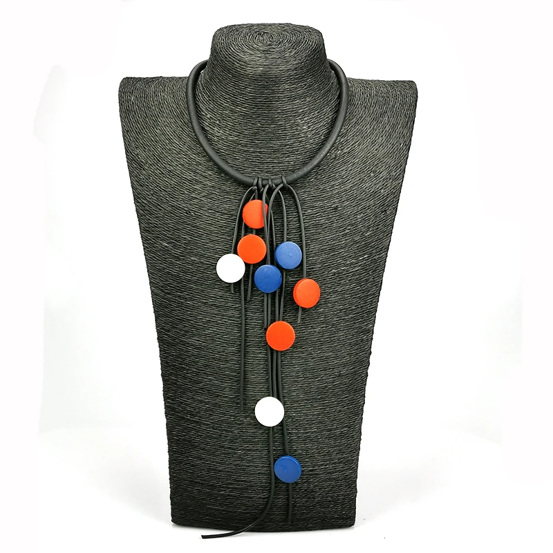 UKEBAY New Designer Multicolor Wood Jewelry Tassel Pendant Necklaces Women Choker Necklace Dress Accessories Jewellery Wholesale