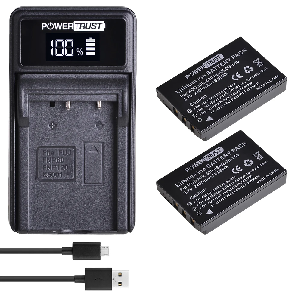 DB-L50 Klic-5001 Перезаряжаемые Батарея+ светодиодный USB Зарядное устройство для Kodak DX6490 DX7440 DX7530 DX7540 DX7580 DX7590 DX7591 DX7630 - Цвет: 2B with charger