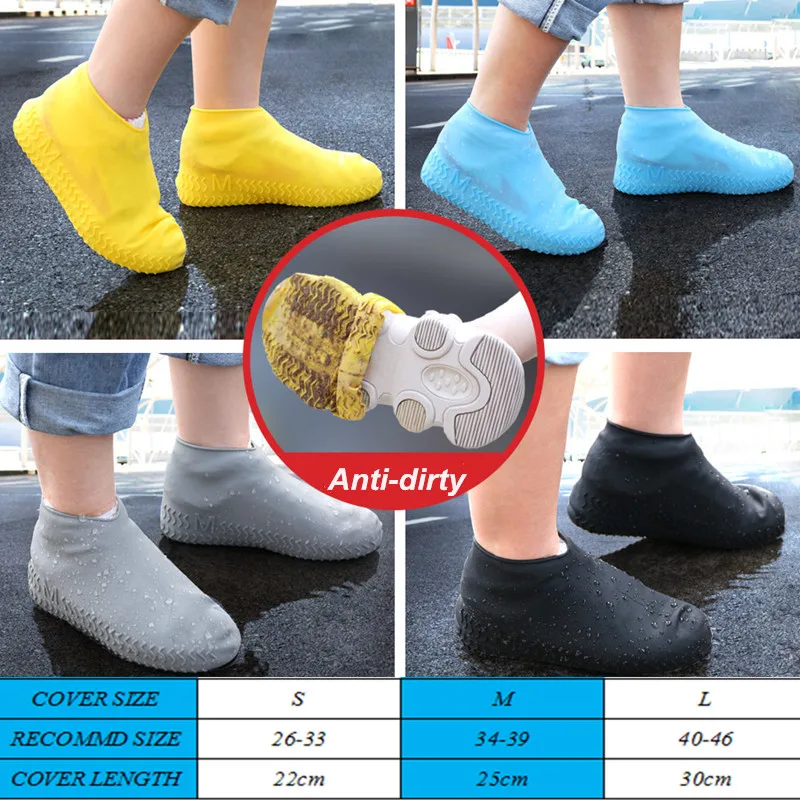 Protectores de zapatos Unisex, funda de silicona a prueba de agua, Botas de lluvia para interiores y exteriores, reutilizables para días lluviosos