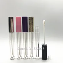 4,5 мл пустая косметическая бутылка для блеска для губ, прозрачная пластиковая губная трубка с серебряной/фиолетовой/черной крышкой, контейнер для жидкой помады