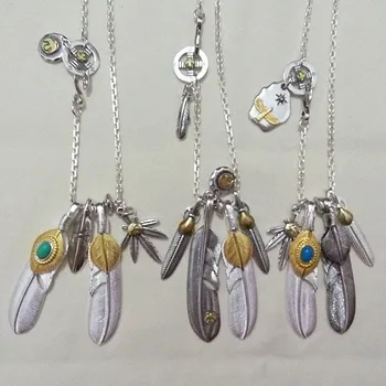 

Starfield Takahashi Goro Jewelry Feather Combo Set Necklace S925 Sterling Silver Men Women Retro Thai Silver Sweater Chain