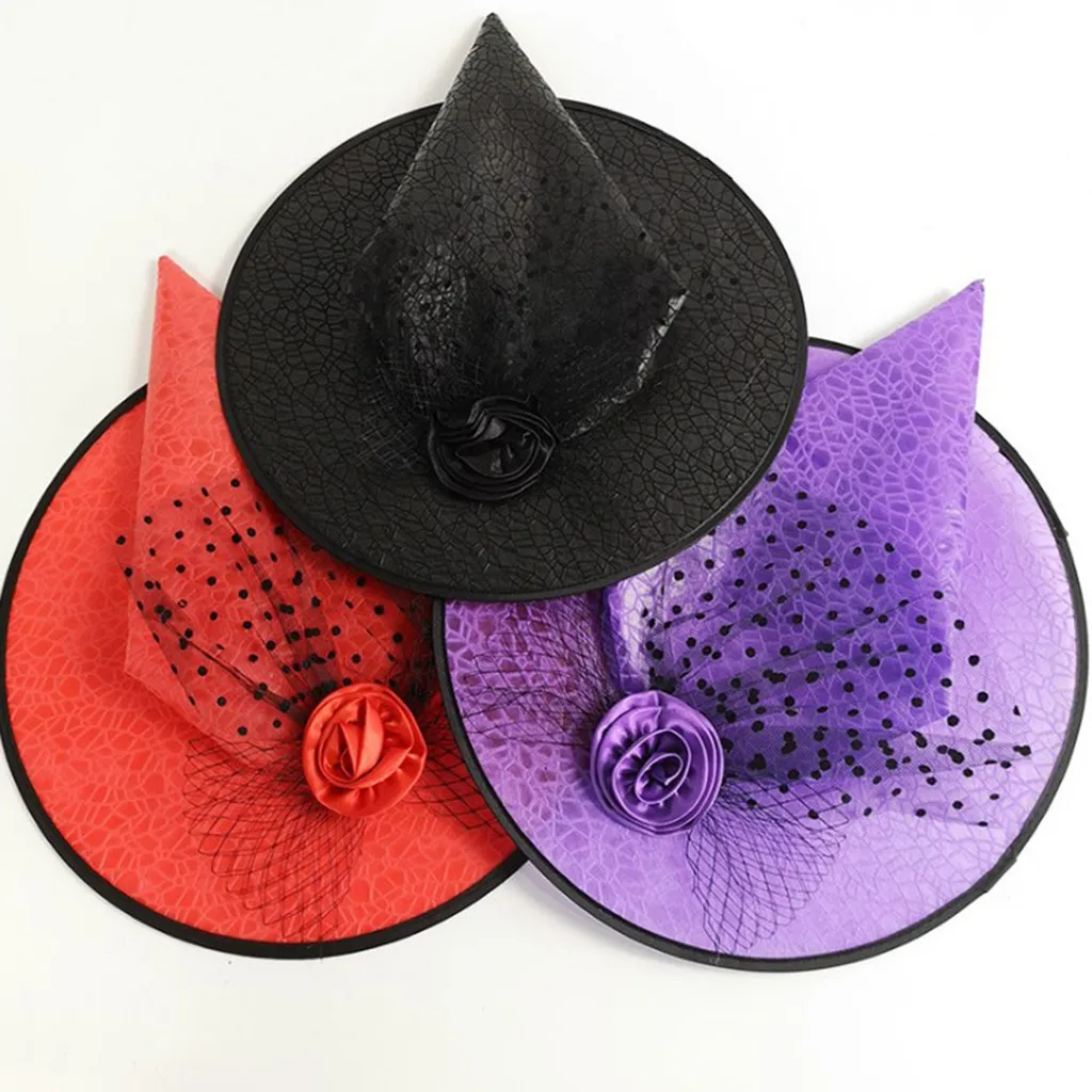 Черная шляпа ведьмы Детский костюм для взрослых аксессуары для танцевальной вечеринки женская шляпа Косплей Реквизит осеннее украшение Хэллоуин домашние вечерние# p7