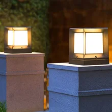 Thrisdar Outdoor Square Solar Pillar Light Courtyard Balcony Fence Entrance Door Solar Bollard Light Pathway Lawn Column Lamps