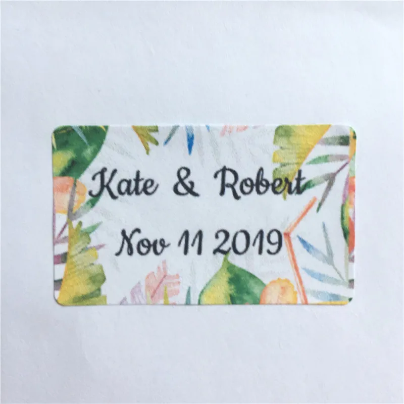 

100 Pieces Custom Wedding Stickers Rectangle Adhesive Labels Personalized Name and Date Gift Seals