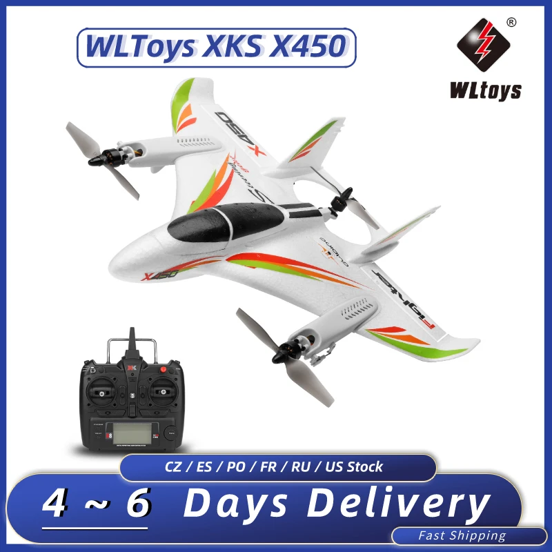 WLtoys XK X450 Original RC Airplane Glider Fixed Wing Aircraft with 3 Models 2.4G 6CH 3D/6G Helicopters Vertical Takeoff | Игрушки и