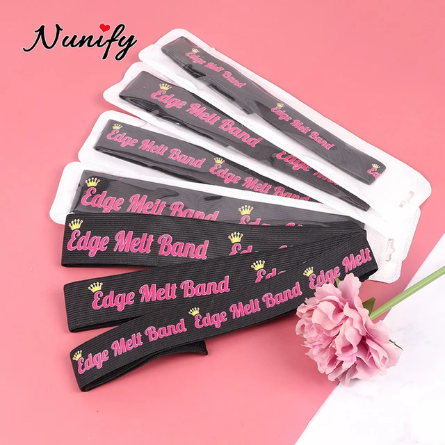 Melt Band Customized Own Logo Name Adjustable Edge Elastic Band for Wigs  Lace Melting Band Black