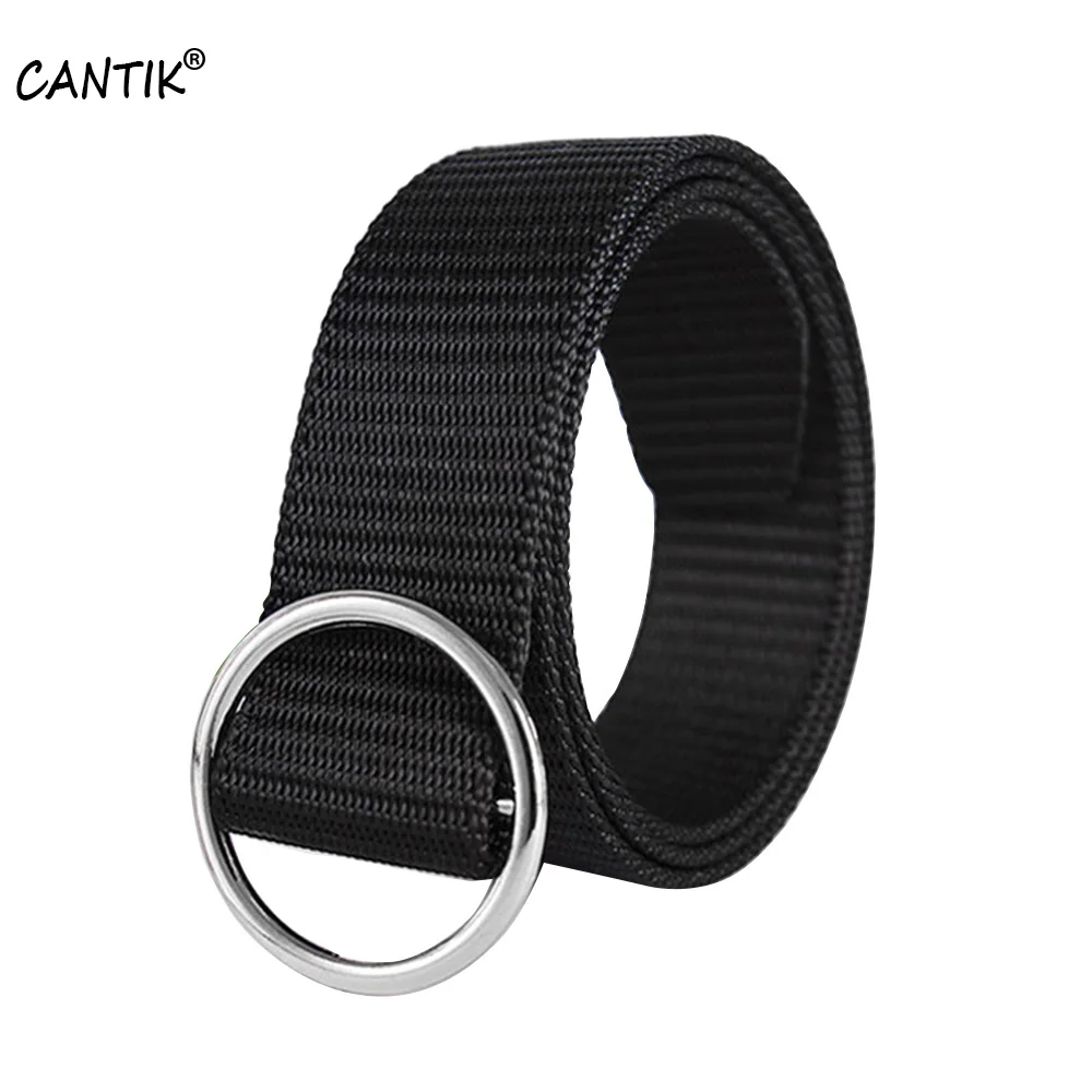 CANTIK New Ladies Design Fashion Round Alloy Buckle Metal All-in-one Nylon Female Belt Manufacturer Direct 3.5cm Width CBCA104 cantik unique design fashion swan pattern hollow automatic buckle quality ladies nylon