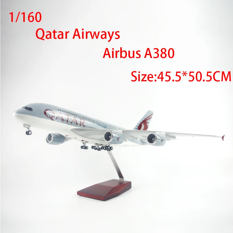 miqimaoyimium 36Cm Resin A380 Qatar Airlines Airbus Qatar International Aviation Airways Aircraft A380 Airplane Plane Toy 