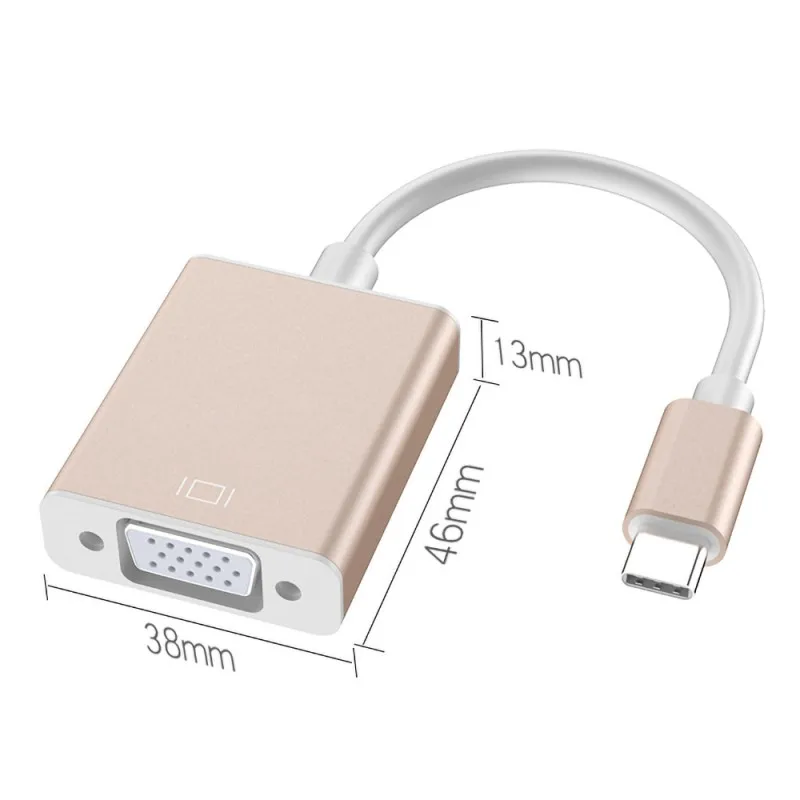 Универсальный Тип C к VGA адаптер USB 3,1 USB-C конвертер кабель для MC ноутбука