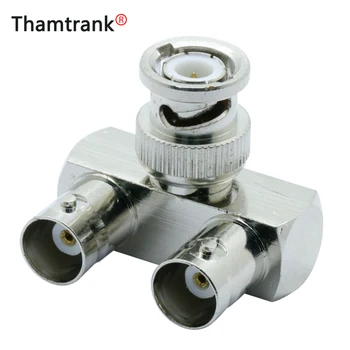 

10pcs/lot 1xBNC Male Plug to 2x BNC Female Jack Adapter Right Angle BNC Coupler Splitter Coaxial Connector for CCTV Camera