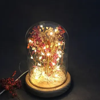 

Fire Tree Silver Flower Glass Cover Table Lamp Nordic Creative Led Decoration Bar Star Light Eternal Flower Glass Lamp