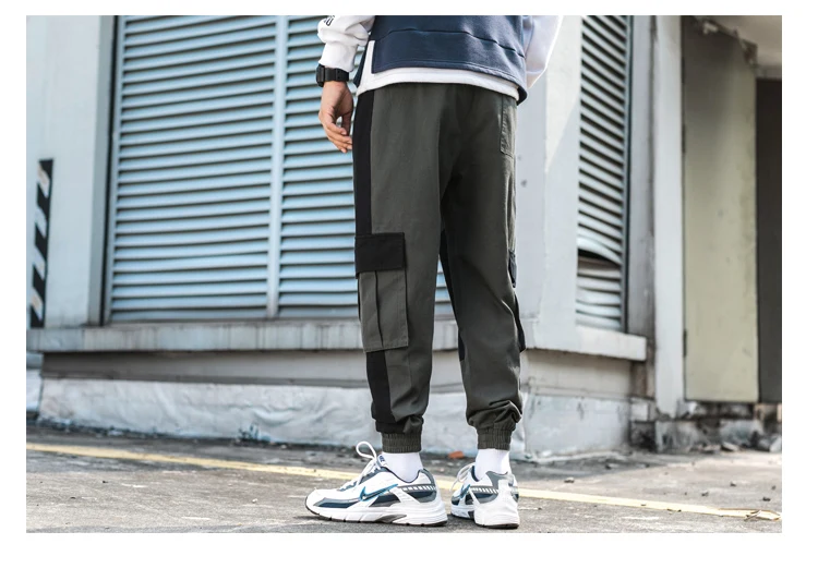 Штаны карго с карманами мужские Лоскутные Повседневные Jogger модные тактические брюки Tide Harajuku уличная Y87
