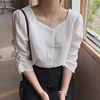 2020 Fall Autumn Basic Shirt Single Breasted Button Tops Cute Preppy Style Japan Korea Chic Vintage Blouse Solid White Women Top 1