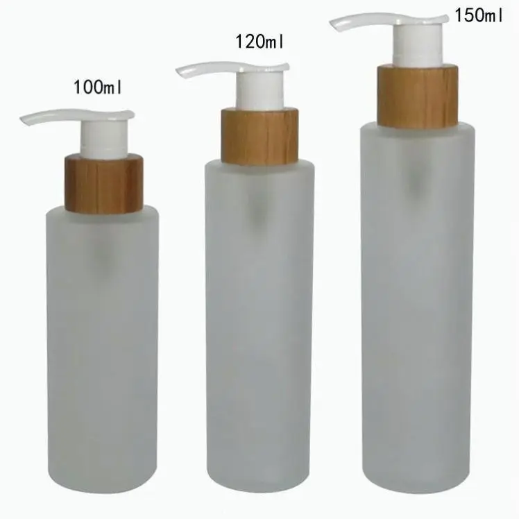 120ml pump bottles Гравировка логотипа 5 г 10 г 15 г 30 г 50 г Матовая Стеклянная банка уход за кожей банки под крем для глаз горшок многоразовая бутылка-контейнер для косметики Деревянные крышки - Цвет: 120ml pump bottles
