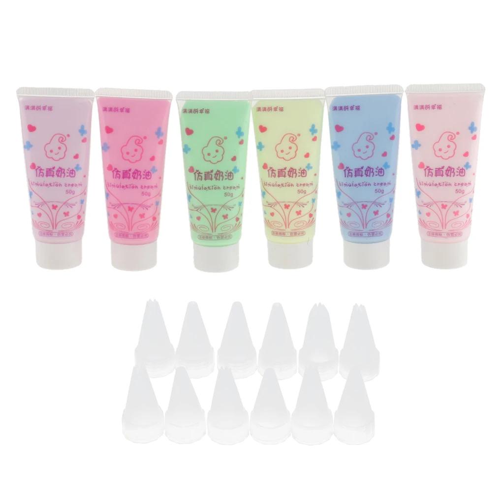6Pcs/set Faux Simulation Fake Whipped Cream Glue for Phone Case 50g (Assorted 6