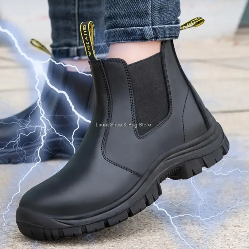 jefe Eliminar Discurso Zapatos de electricista antiestáticos para hombre, calzado de seguridad con  punta de acero, antigolpes botas de trabajo, Chelsea Safeti|Botas de  seguridad y de trabajo| - AliExpress