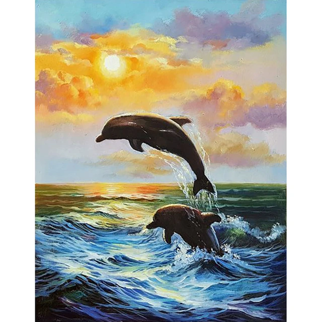 5d Diamond Painting Dolphins Full Diamond Mosaic Embroidery Cross Stitch  Diamond Painting Kits Animal Art Photo Home Decorations - AliExpress