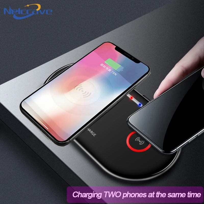 Двойной телефон Быстрое беспроводное зарядное устройство для iPhone 11 Pro XS Max XR X 8