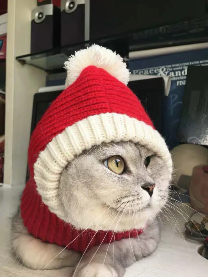 Шерстяная шапка для домашних животных, кошек, собак, Disfraz Santa Navidad Gorro Navidad Perro Papai Noel Fantasia, зимние шапки для собак DD6D118