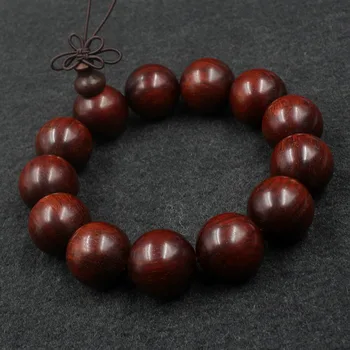

Small leaf sandalwood wood bead bracelet small hole smooth pattern red sandalwood