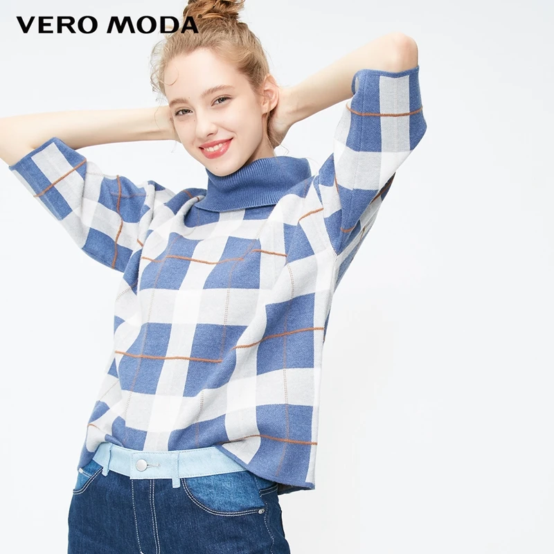 Vero Moda женский клетчатый свитер с высоким воротником и рукавом три четверти | 318313517