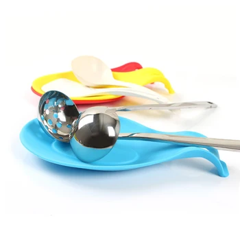 

Candy Color Food Grade Silicone Heat Resistant Spoon Rest Holder Tool Kitchen Accessories Kitchen Gadget