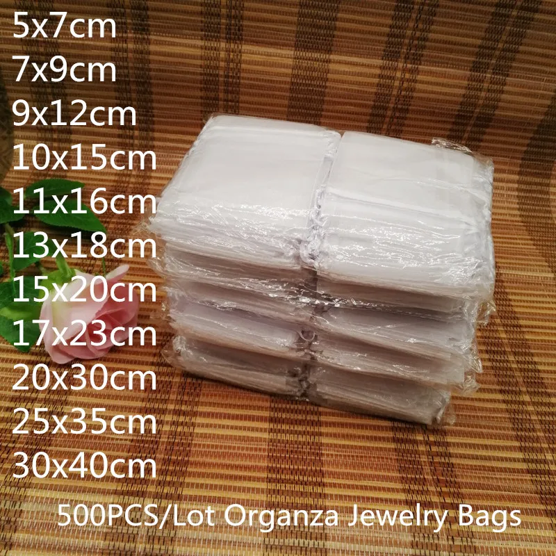 500PCS Organza Drawstring Jewelry Bag Gift Bags For Jewelry Packaging Display Pouches Jewellery Bag Wedding Party Organza Bags 25pcs lot organza candy bag hight qulity polka dot drawstring pouches for wedding christmas party jewelry packing gift bags