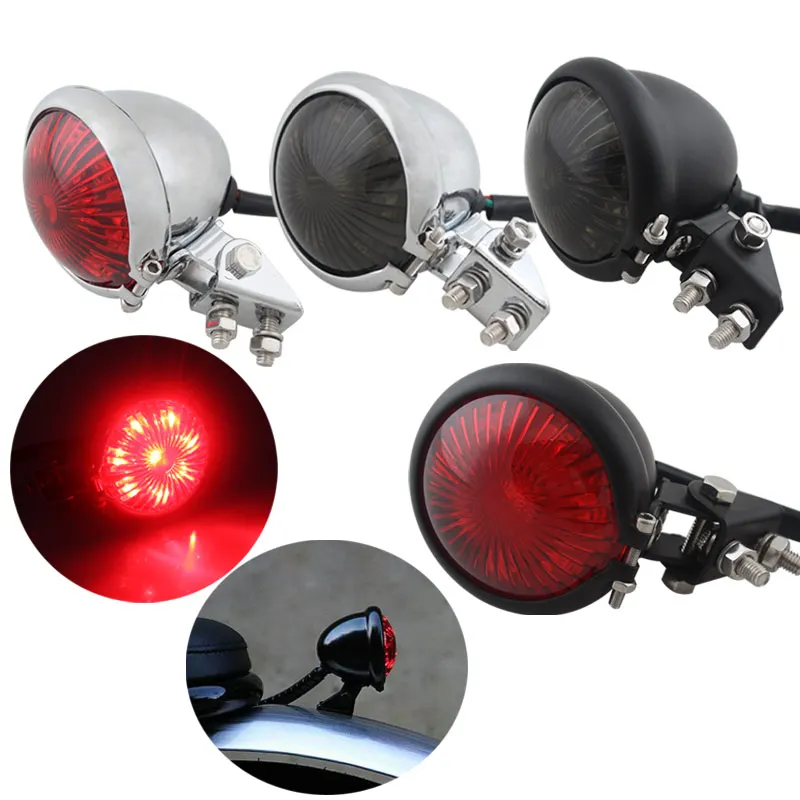 Мотоциклетный Регулируемый Ретро Красный светодиодный тормозной задний фонарь