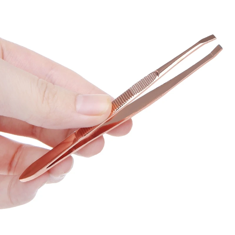

Pro Women Stainless Steel Flat Tip Eyebrow Tweezer Hair Removal Makeup Tool D5BF