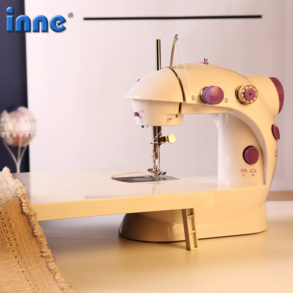 Sewing Machine INNE Sewing Machine Portable Mini Desktop Foot Pedal Night Light Household Straight Line Cutter Automatic Winding Mending