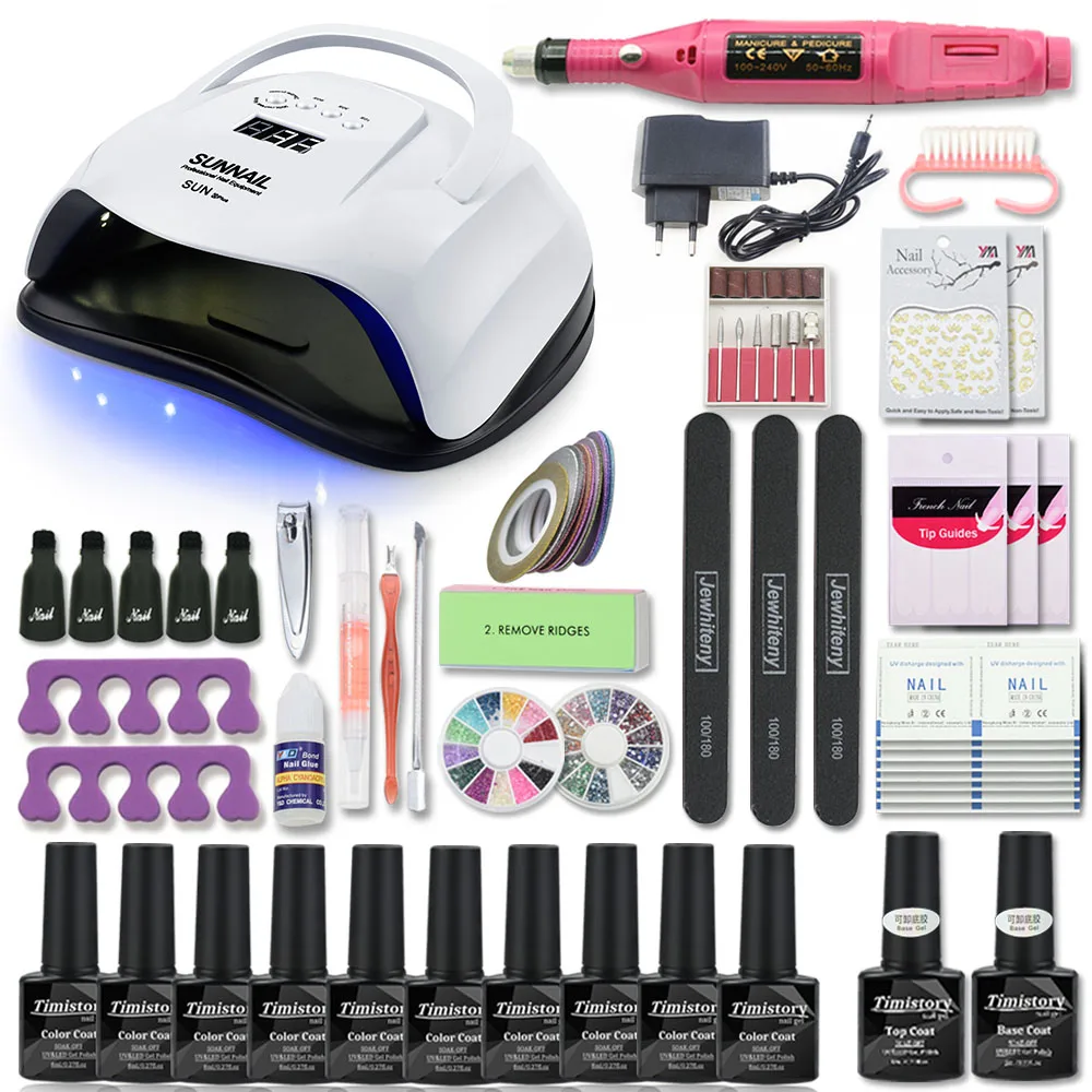 Kaufen Nagel Set mit Maniküre Maschine Gel Nagellack Set für Nagel Kit UV Led Lampe Trockner Nail art Werkzeuge Kit extention Gel Set