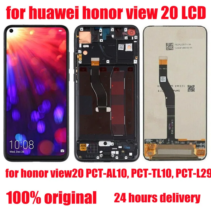 

ЖК-дисплей для Huawei Honor View 20, дигитайзер сенсорного экрана дисплея Honor View 20 v20 PCT-L29 al10 tl10